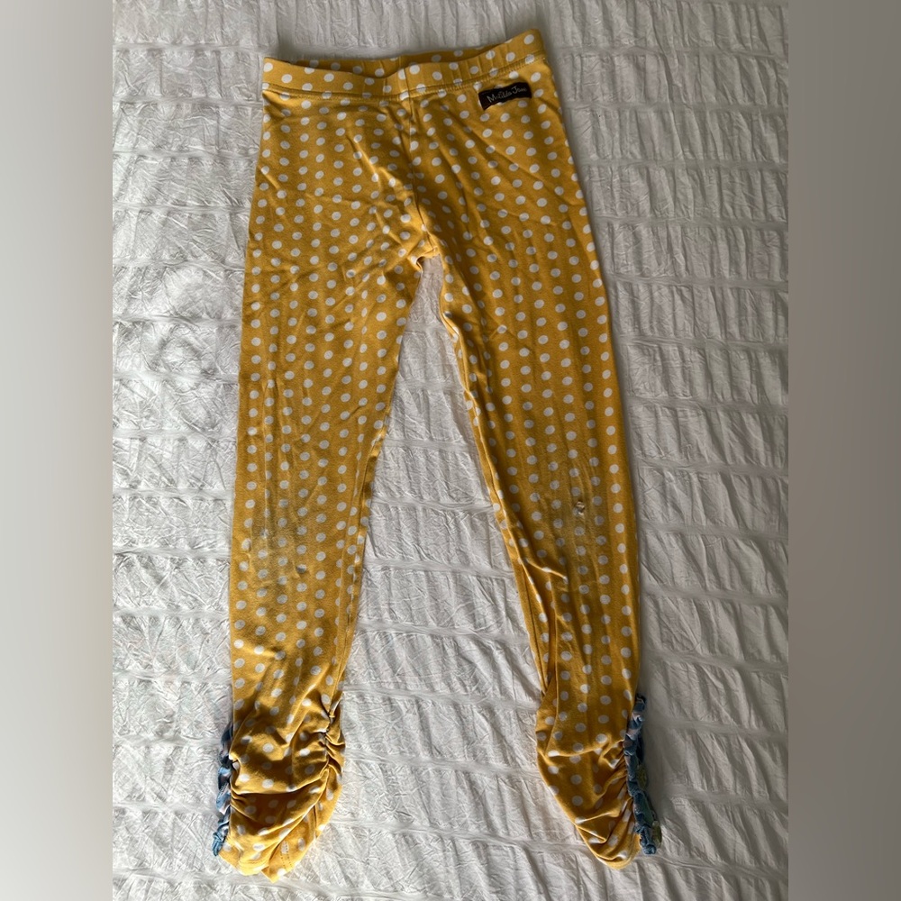 Matilda Jane Pebble Yellow Dot Button Leggings Size 6
